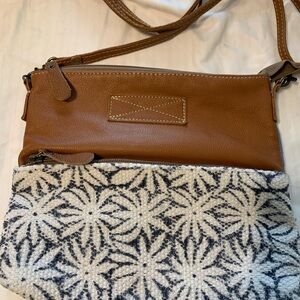 Myra Bag Tan and Cream Floral Pattern Crossbody